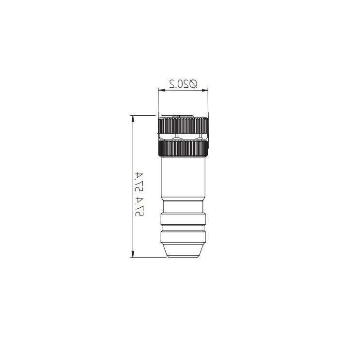 M12 8Pin、母头直型、螺钉连接、金属屏蔽、64F601